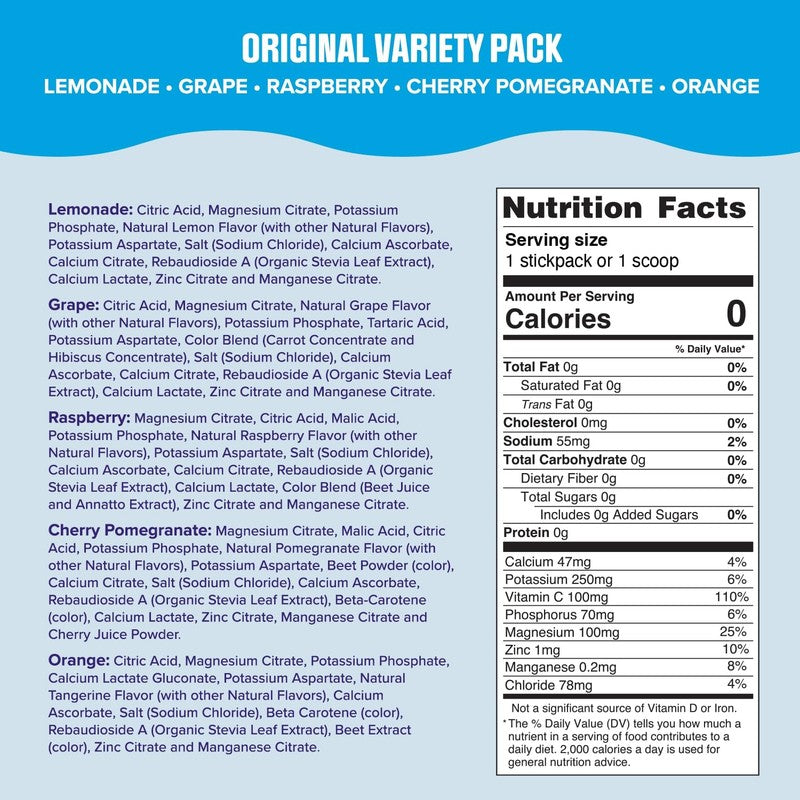 Sugar-Free Electrolyte Powder Drink Mix - 20 Keto-Friendly Stickpacks1