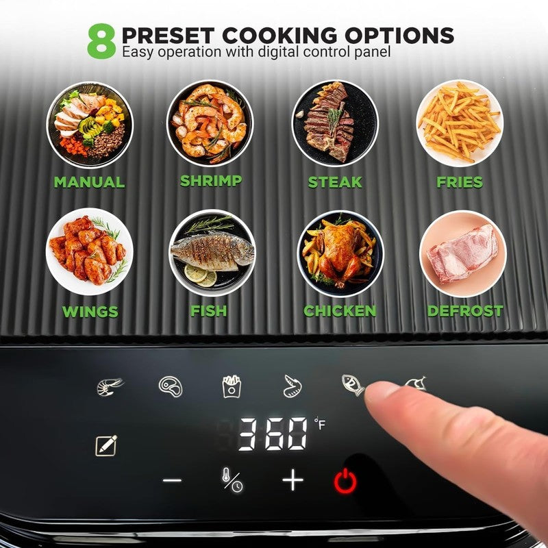 5.8Qt Air Fryer 8-in-1 w/ Transparent Bowl Precise Temp Control Grey4