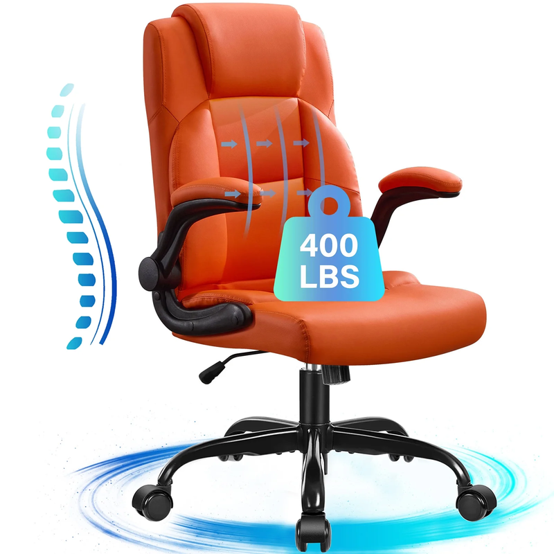 Leather Office Chair, Big and Tall Office Chair 400LBS Wide Seat Ergonomic Compu0