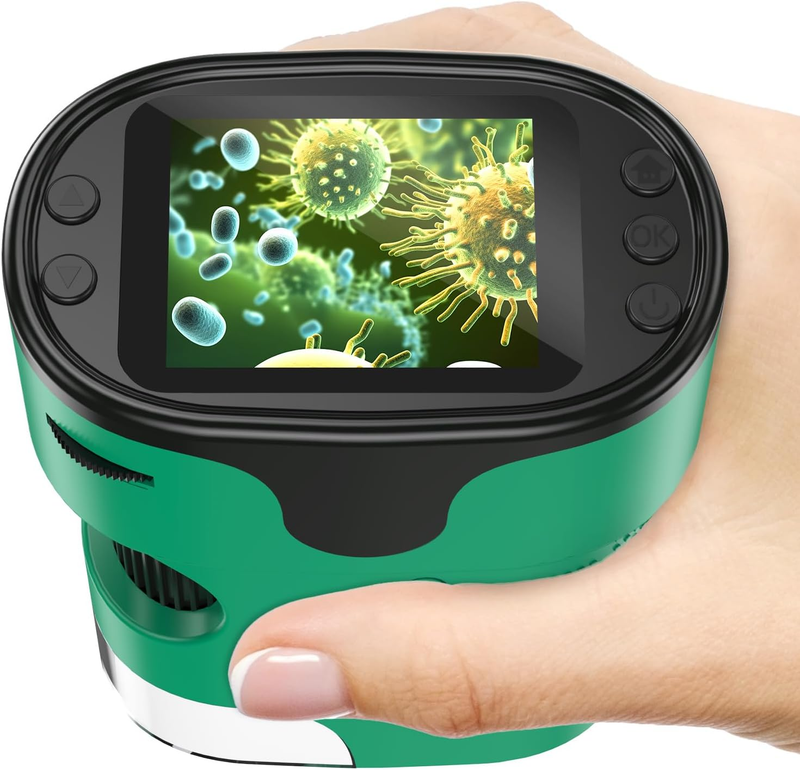 1000X Handheld Microscope for Kids 4K 2.0" Screen Rechargeable Mini Pocket Digit10