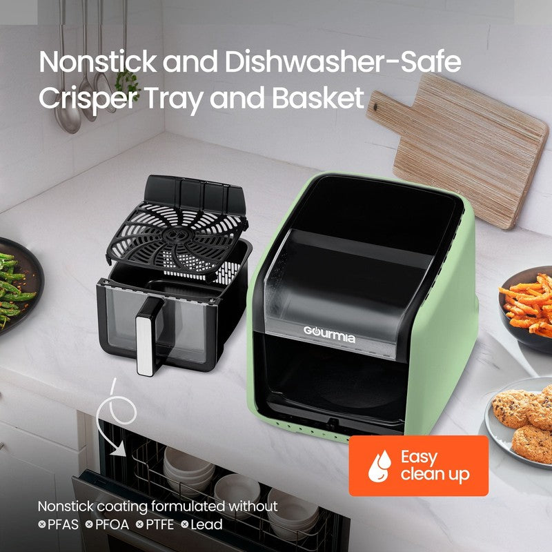 7QT Digital Air Fryer Panoramic View Window 12 Preset Touch Screen Cooker Green4