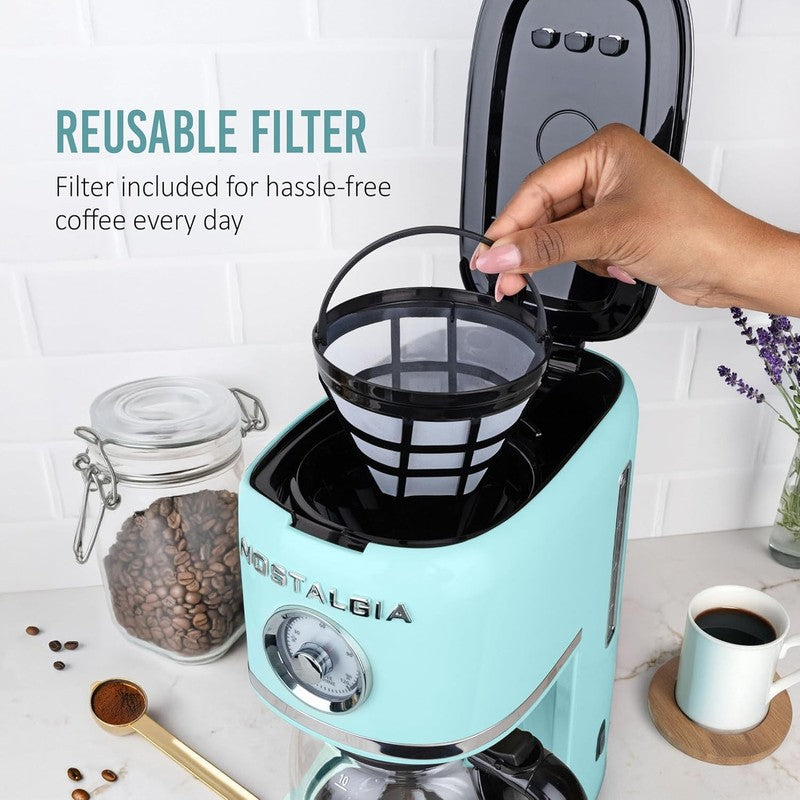 Retro 10 Cup Coffee Maker One-Touch Drip Brew Aqua 50oz Carafe4