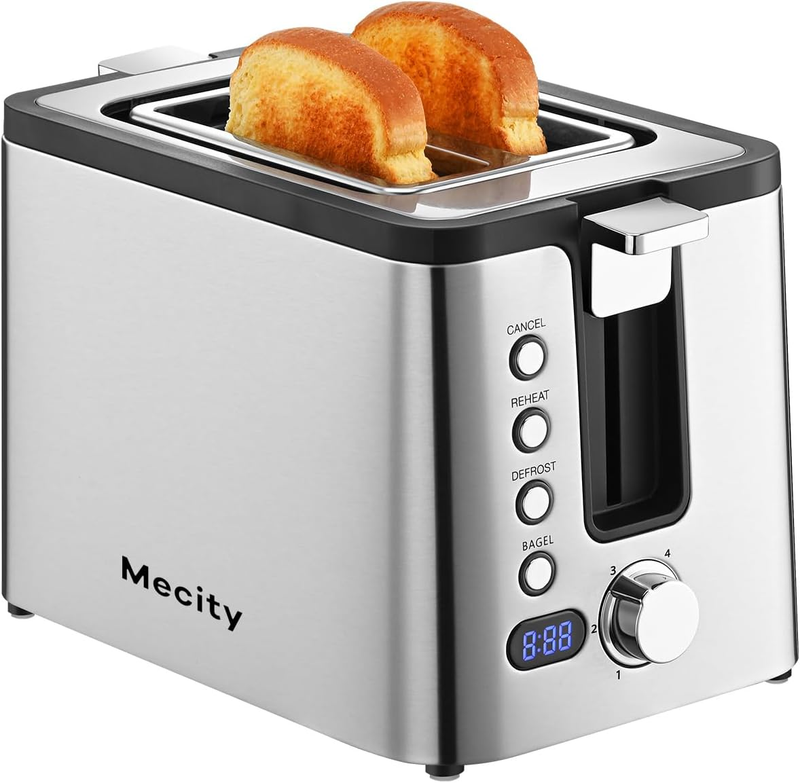 2 Slice Stainless Steel Toaster - Timer, Bagel, Defrost, Warming Rack, 6 Shade8