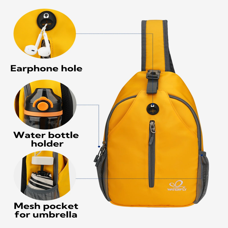 Unisex Hiking Travel Nylon Sling Bag Cross Body Shoulder Chest Bag,Bright Yellow1