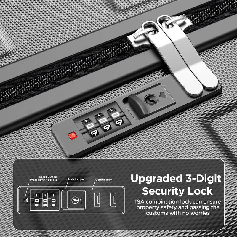 11Pc Hardside Luggage Set TSA Lock Spinner Wheels Carry On Checked Black5