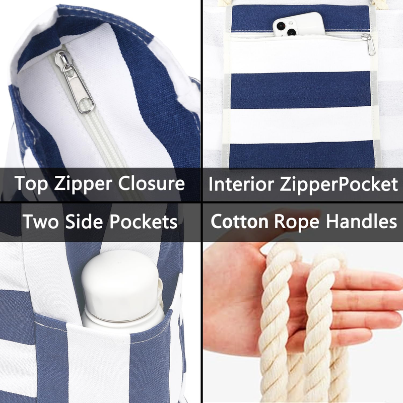 Waterproof Beach Bag Large Canvas Tote Wet Pocket Pool Cruise Travel3