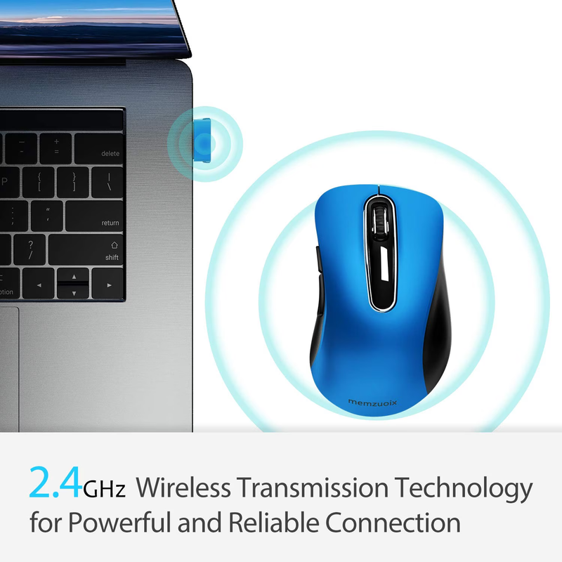 Wireless Optical Mouse 1400 DPI 5 Button USB Receiver for PC Laptop Blue7