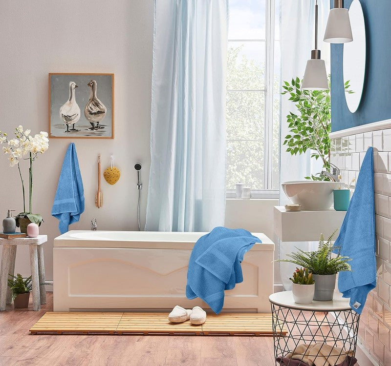 8 Piece Towel Set Electric Blue 100% Cotton 600 GSM Bath Hand Wash Towels4