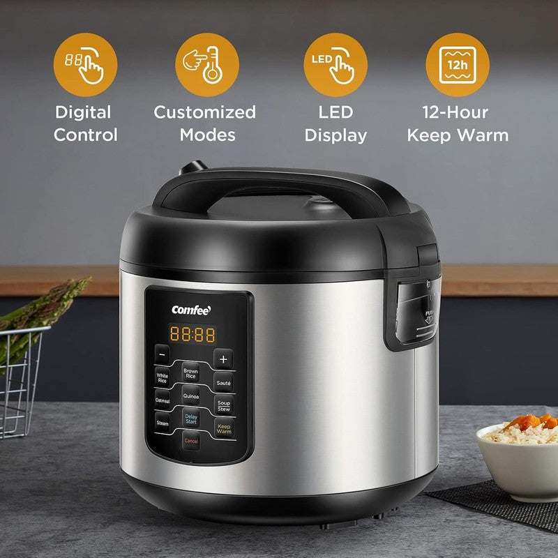 Rice Cooker 10 Cup/20 Cup Cooked 8 in 1 Steamer Sauté Warmer 5.2Qt Large2