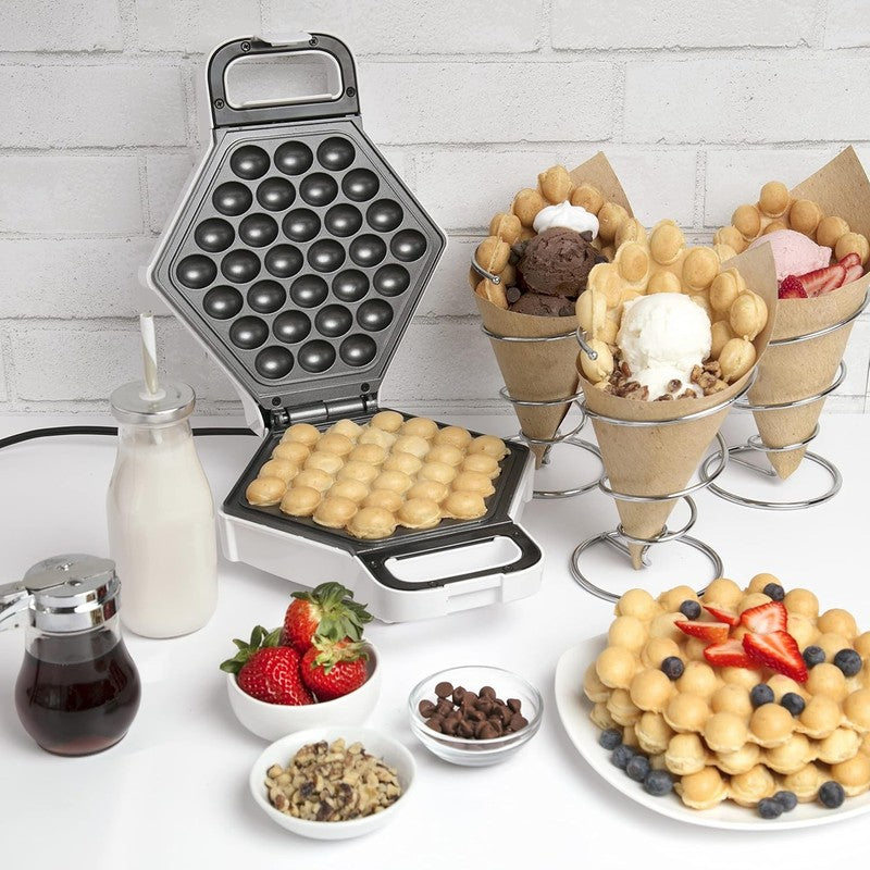 Bubble Waffle Maker  Electric Nonstick Hong Kong Egg Waffler Iron Griddle W Read7