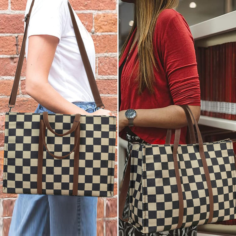 Laptop Tote Bag 15.6” Women Work Canvas Shoulder Messenger Handbag7
