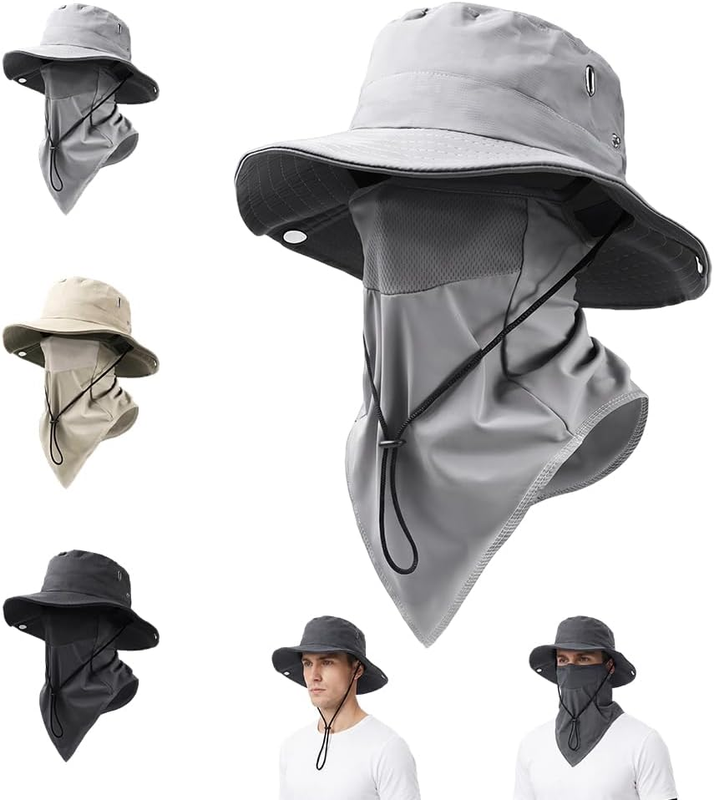 Unisex Breathable Fisherman Hat Detachable Face Mask Sun Shield Cap8
