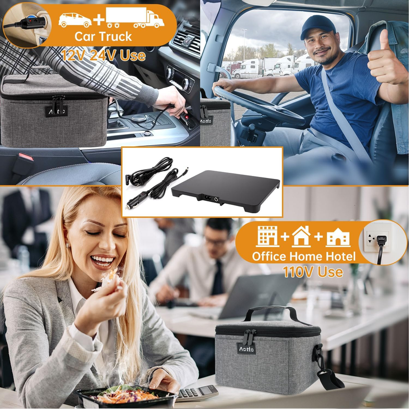 Portable Electric Lunch Box Food Warmer 12V/24V/110V Car Oven Grey2