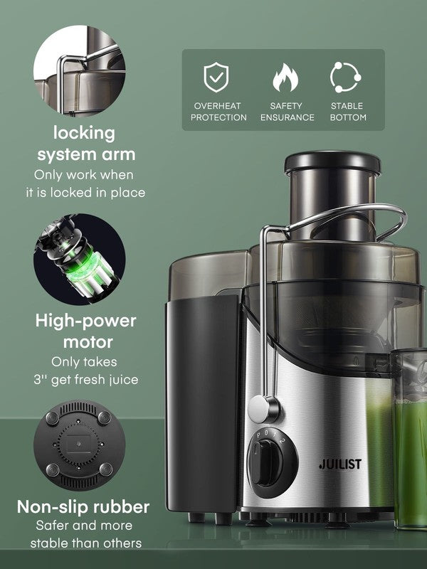 Juicer Machine Easy Clean 3" Wide Feed Chute Fruit Vegetable Extractor Silver4