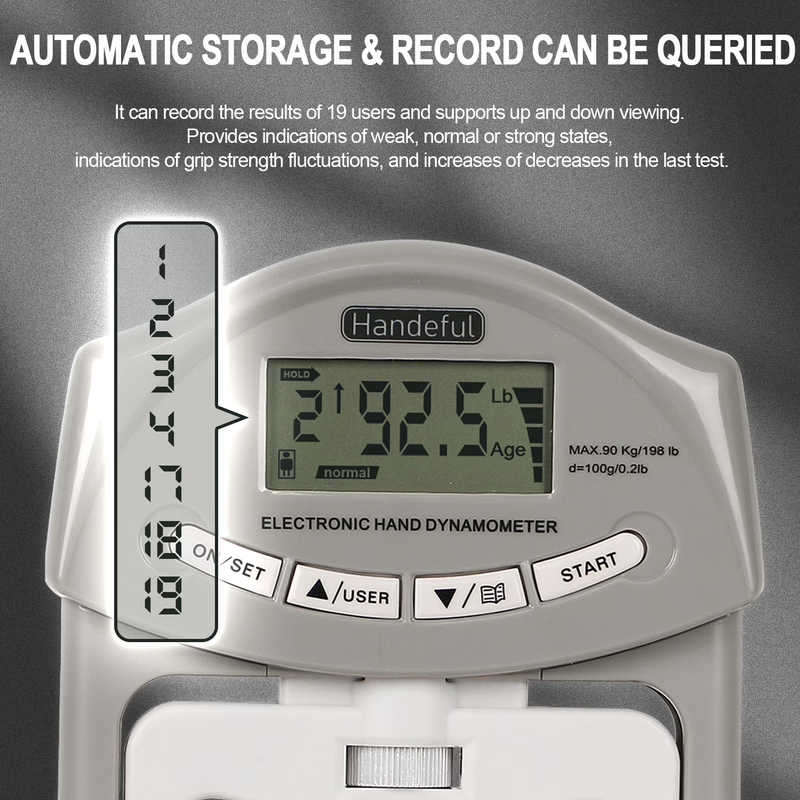 Digital Hand Grip Strength Tester Dynamometer LCD Meter 198lb Gray6