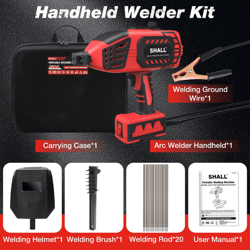 Portable Electric Welding Machine, 110V Handheld ARC Welder with IGBT Inverter, 1