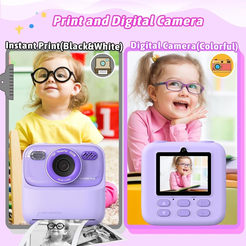 Kids 1080P HD Dual-Lens Instant Camera with Print Paper & 32G Card3