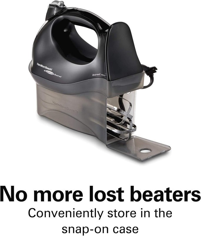 Power Deluxe 6 Speed Hand Mixer – 250W Electric Mixer with Snap On Case, 1