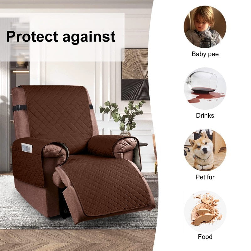 Reversible Recliner Chair Cover Coffee 25" Washable Slipcover for Pets & Kids5