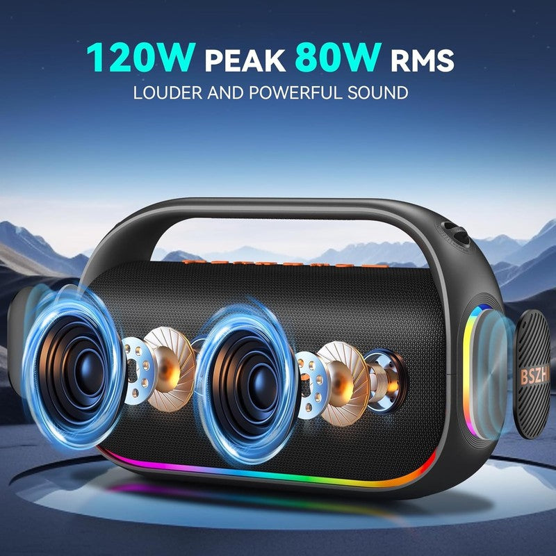 80W Bluetooth Speaker, IPX6 Waterproof, TWS, Lights, USB/TF/AUX, Portable1