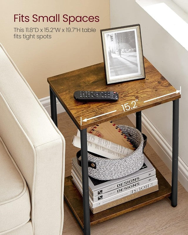 Set of 2 Side Tables Small End Tables Nightstand Living Room Bedroom Brown/Black5