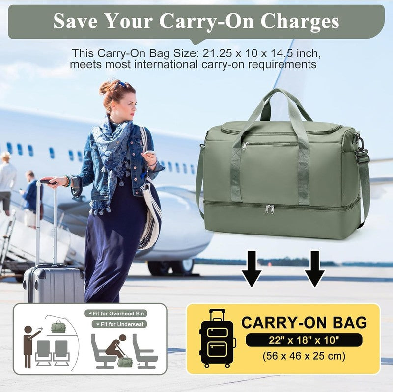 Extra Large Travel Duffle Bag,Carry on Overnight Weekend Bag with Shoes Compartm1