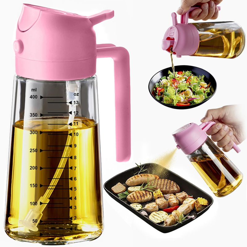 16oz Glass Olive Oil Sprayer 2 in 1 Dispenser Bottle Air Fryer BBQ Bubblegum9