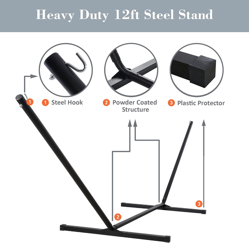 Freestanding Hammock with Stand 450lb Capacity Frame Outdoor Grey6