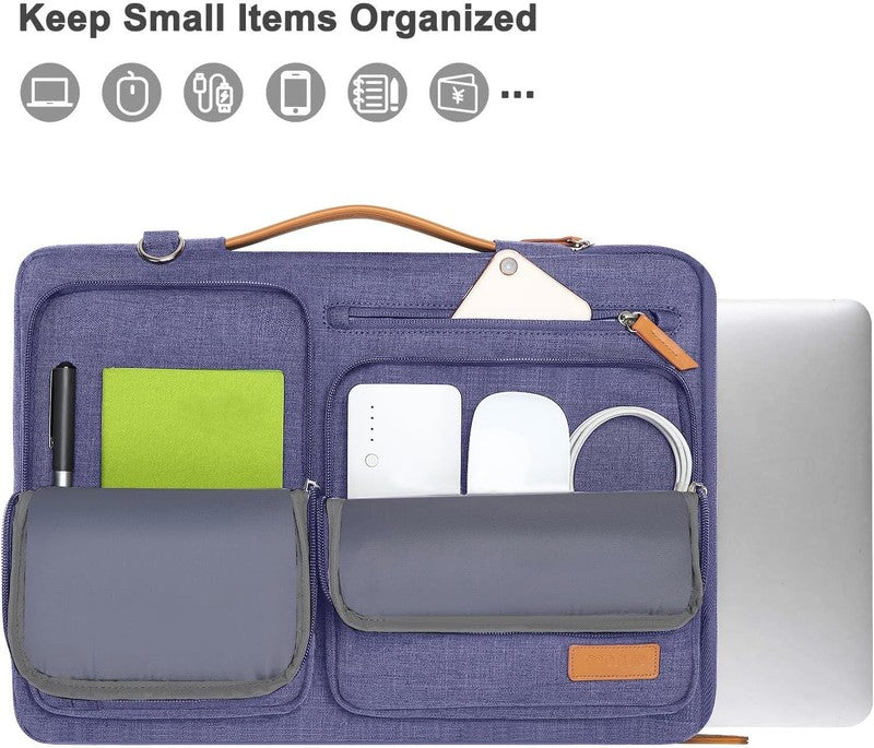15.6 Inch Laptop Shoulder Bag 360 Protective Messenger 4 Zipper Pockets3