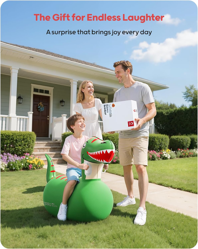 Inflatable Bouncy Dinosaur 2 Pack w/ Hand Pump Ride On Animal Toy 220lbs6