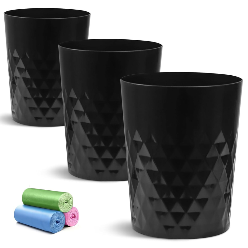 1.8 Gal Small Trash Can 3 Pack Slim Plastic Waste Bin for Bath, Office, Home7