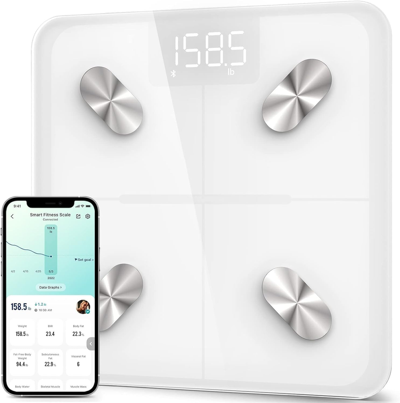 Smart Body Weight Scale Body Fat BMI Bluetooth 400lb Body Analyzer White10