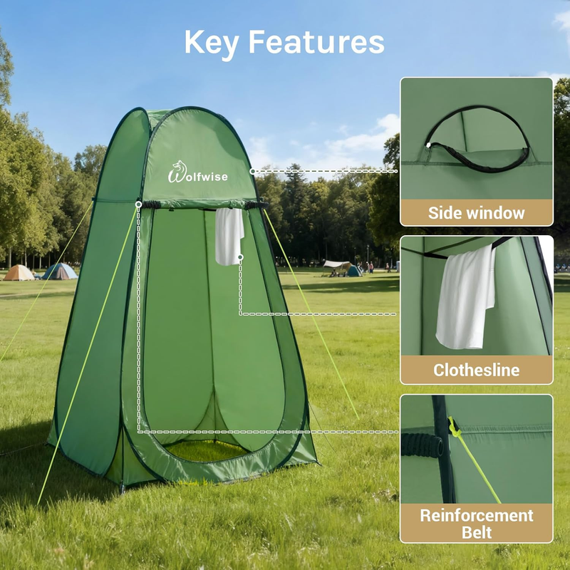 Pop Up Shower Tent Camping Portable Privacy Changing Ventilated Carry Bag Green6