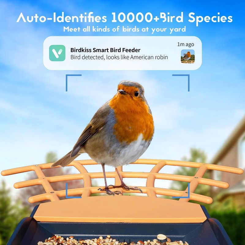 Smart Bird Feeder w 1080P HD Camera AI ID 10,000+ Species Seed Guard4