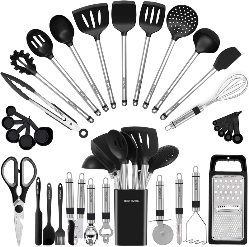 Kitchen Utensil Set Silicone Cooking Utensils 33 Kitchen Gadgets & Spoons for No9