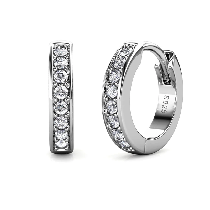 Skye 18K White Gold Plated 12Mm Hoop Earrings with Crystals Gift for Women9