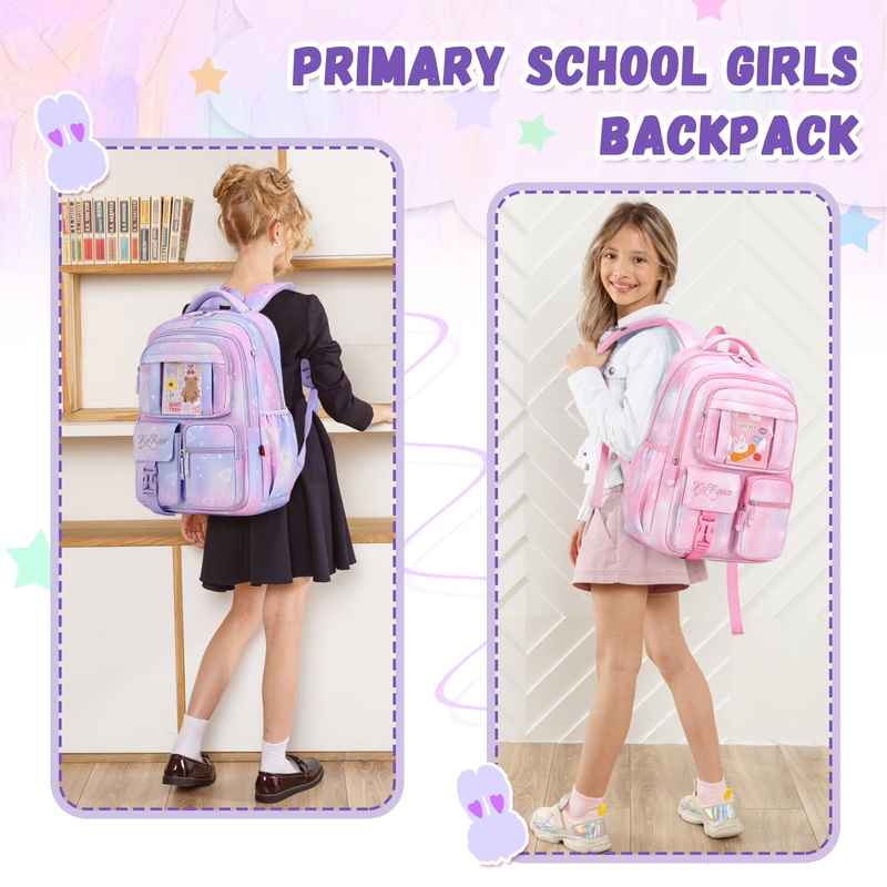 Girls Kawaii Ita Backpack Water Resistant School Bookbag Purple1