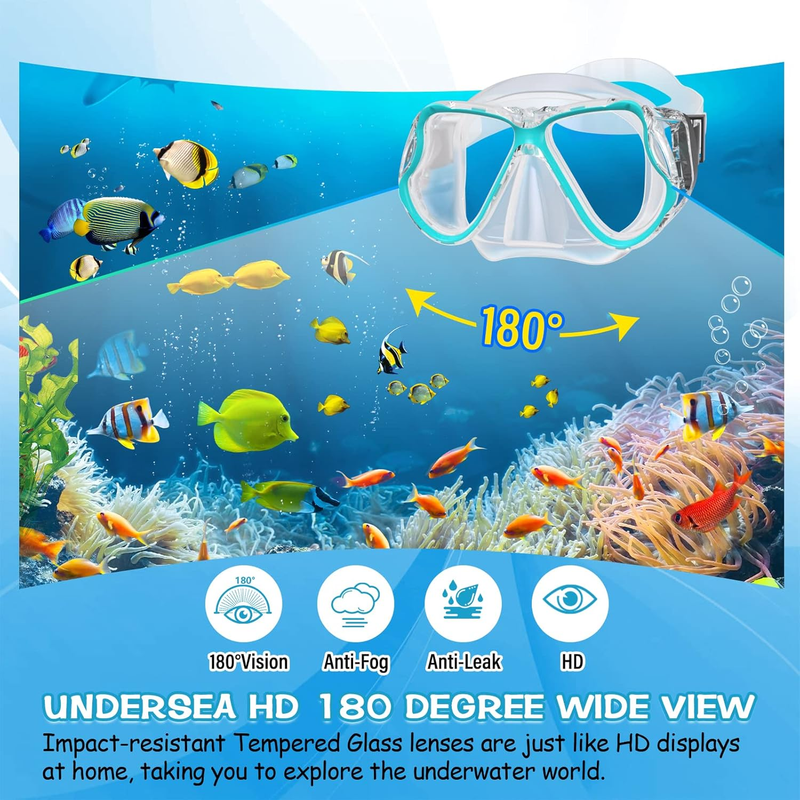 Dry Snorkel Set Panoramic Wide View Anti-Fog Scuba Mask Snorkeling Gear1