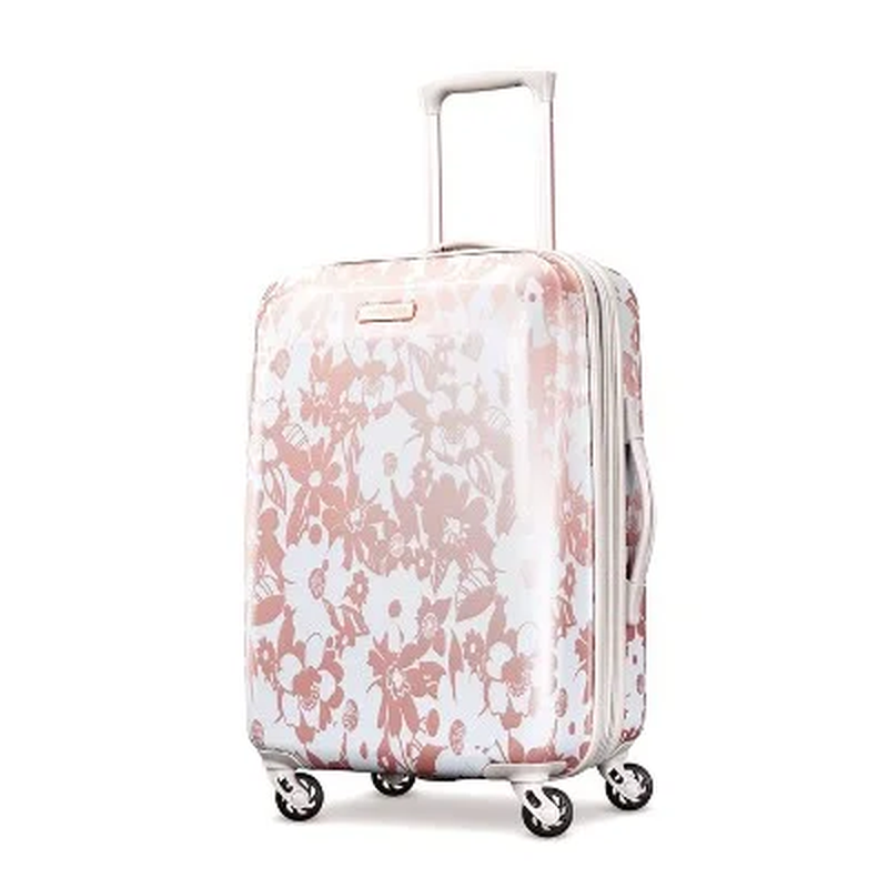 Arabella Hardside Carry on Spinner Wheels Luggage Suitcase   Floral Rose Gold10