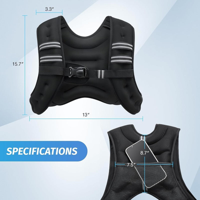 Weighted Vest, 6Lb/8Lb/12Lb/16Lb/20Lb/25Lb/30Lb Weight Vest with Reflective Stri7