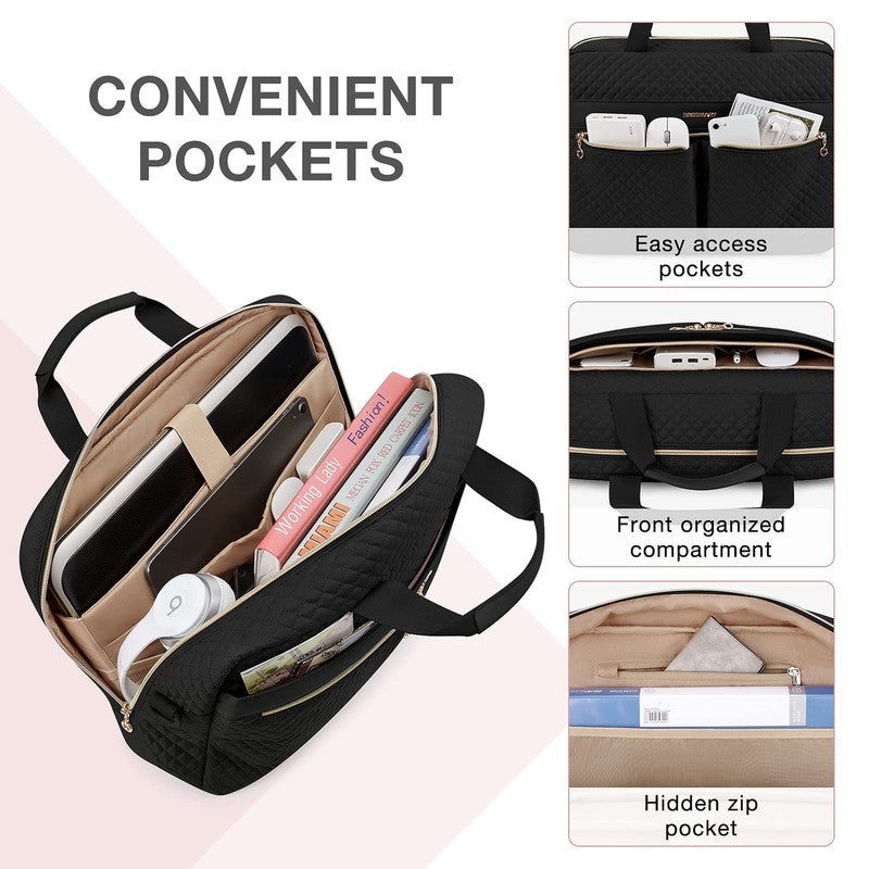 17.3 Inch Laptop Briefcase Messenger Bag Business Work Travel Shoulder Bag Black1