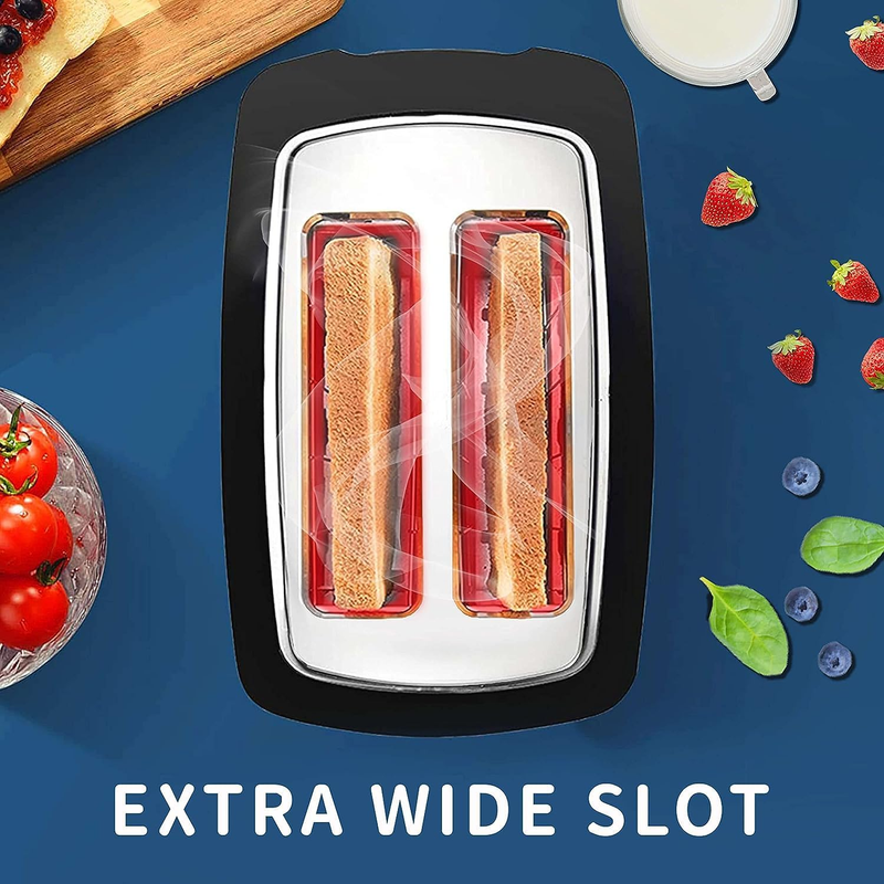 2 Slice Wide Slot Toaster - Smart LCD Timer, Bagel, Defrost, Cancel, Reheat3