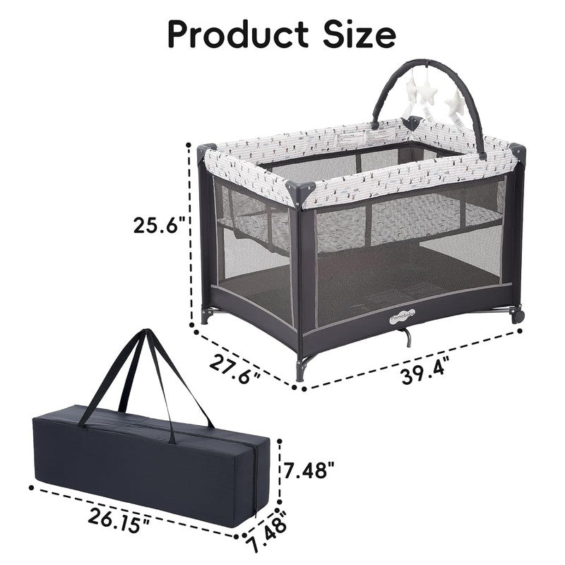 Pack and Play with Bassinet, Portable Playard for Baby5