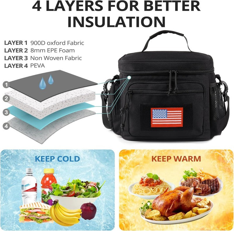 Tactical Lunch Box MOLLE Insulated Leakproof Cooler Bag Black3