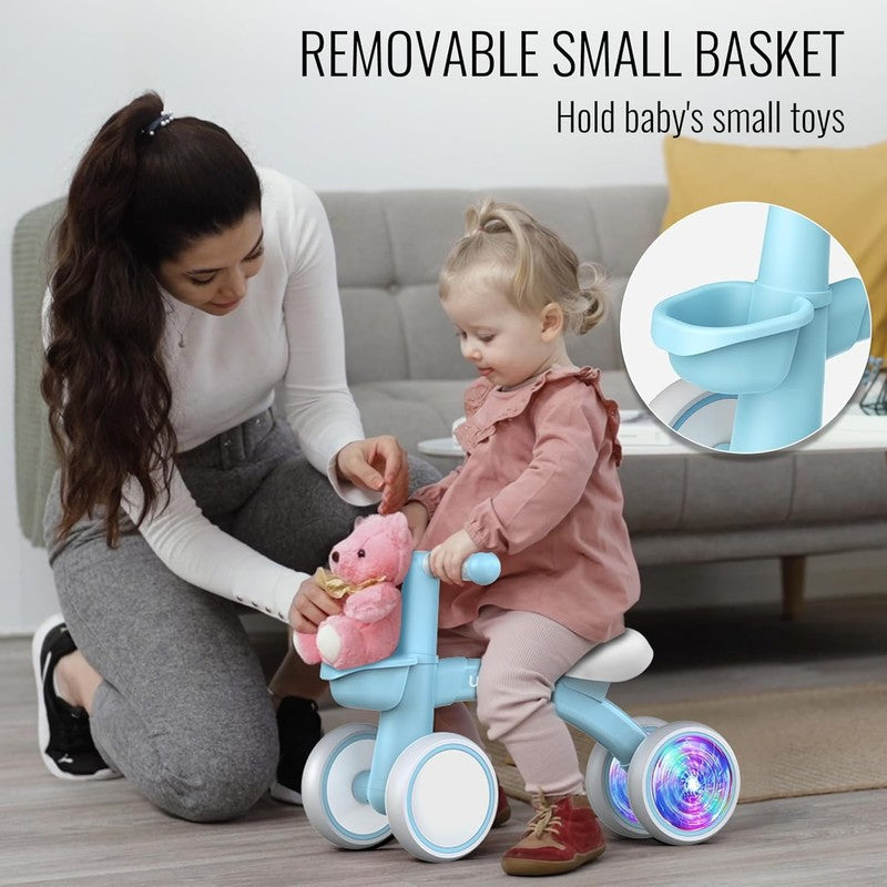 Colorful Lighting Baby Balance Bike Toys for 1 Year Old Boys Gifts, Adjustable S2