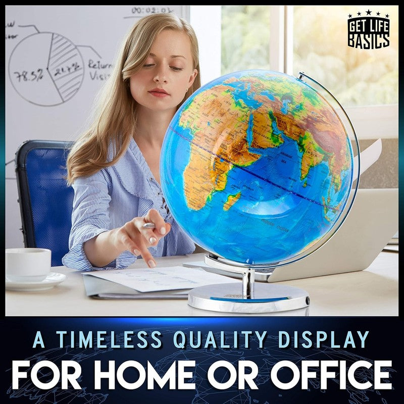 13in Illuminated World Globe w/ Constellations Compass Kids Adult Decor4