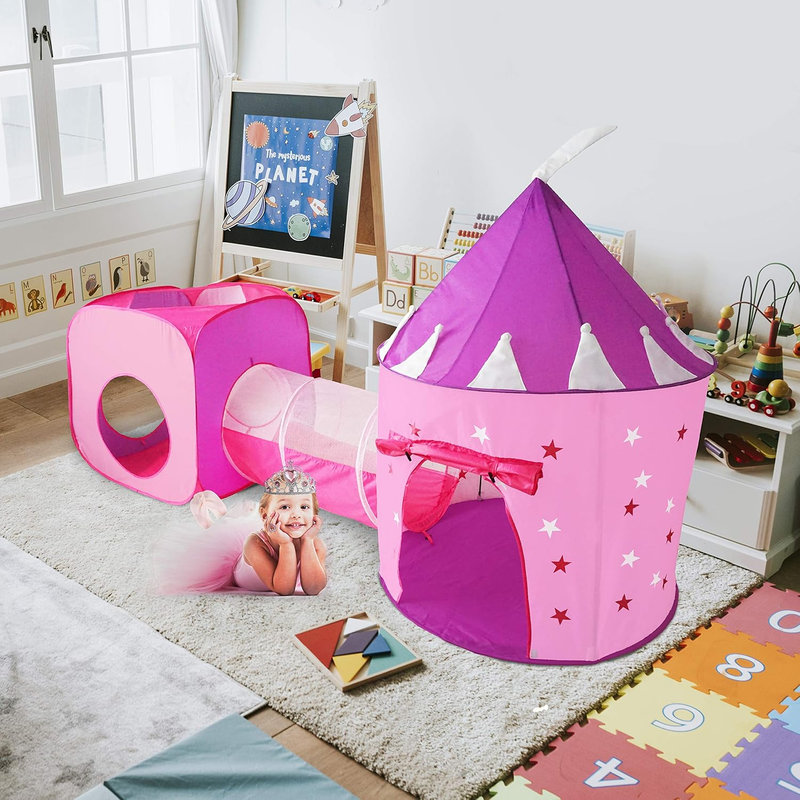Princess Play Tent Castle Tunnel Set Glow in Dark Stars Girls Toy Gift2