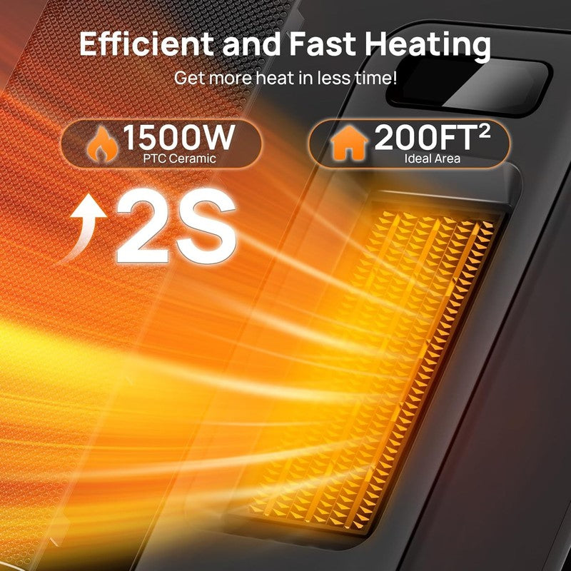 Smart 1500W Portable Electric Space Heater WiFi Thermostat Timer 4 Modes Black1
