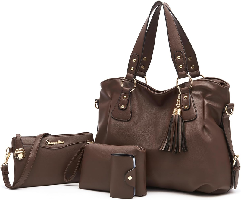 Women Fashion Handbag Set 4PCS Shoulder Bag Satchel Hobo Tote Purse9