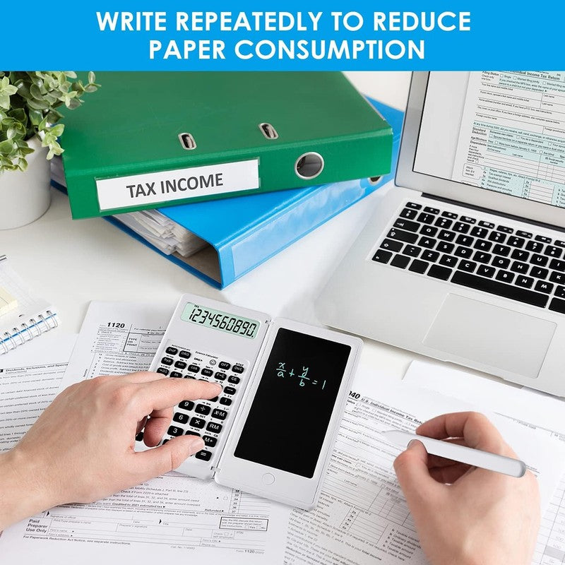 Scientific Calculators for Students, White Math Calculator with Notepad,10-Digit6